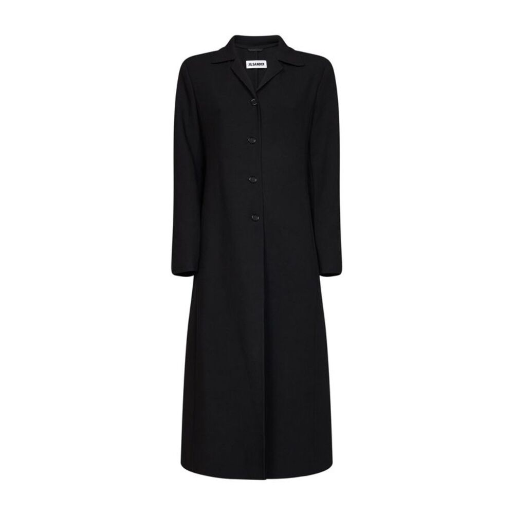 Jil Sander Women Black Virgin Wool Long Single-Breasted Coat